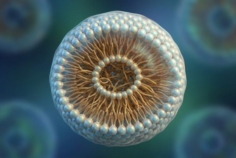 3D illustration of a phospholipid bilayer cell membrane.